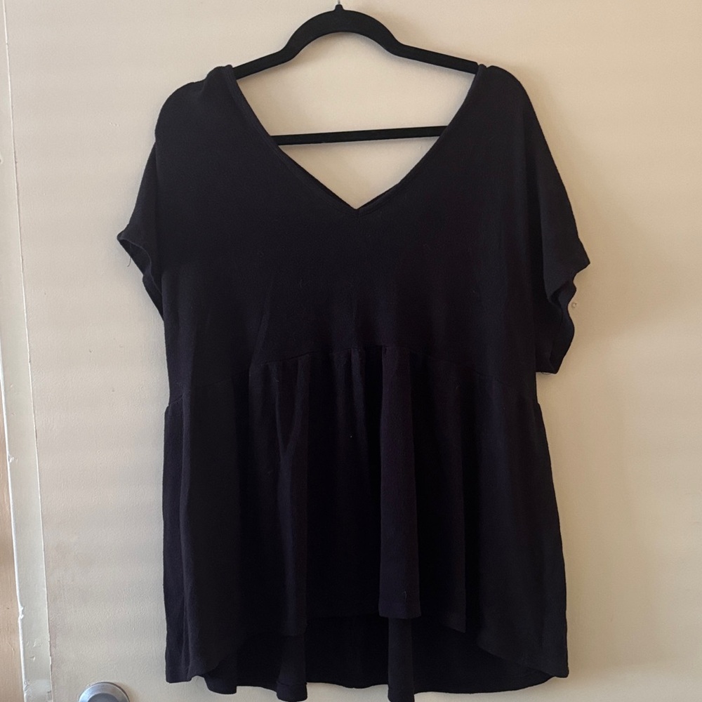 White Birch Black V-Neck Blouse